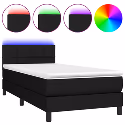 vidaXL Letto a Molle con Materasso e LED Nero 90x190 cm in Tessuto - Vista aggiuntiva 2
