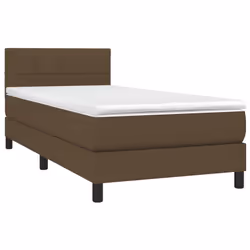 Letto a Molle Materasso e LED Marrone Scuro 100x200 cm Tessutocod mxl 98784 - Vista aggiuntiva 3