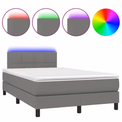 vidaXL Letto a Molle Materasso e LED Grigio Scuro 120x200cm in Tessuto - Vista aggiuntiva 2