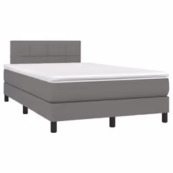 vidaXL Letto a Molle Materasso e LED Grigio Scuro 120x200cm in Tessuto - Vista aggiuntiva 3