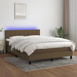 Letto a Molle Materasso e LED MarroneScuro 140x190cm in Tessutocod mxl 122708