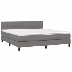 vidaXL Letto a Molle Materasso e LED Grigio Scuro 160x200cm in Tessuto - Vista aggiuntiva 3