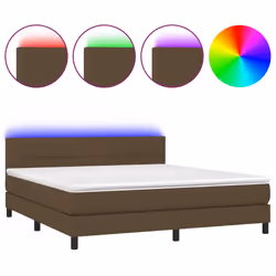 Letto a Molle Materasso e LED Marrone Scuro 160x200 cm Tessutocod mxl 74790 - Vista aggiuntiva 2