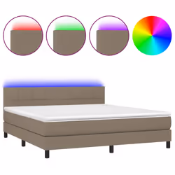Letto a Molle con Materasso e LED Tortora 160x200 cm in Tessutocod mxl 98787 - Vista aggiuntiva 2