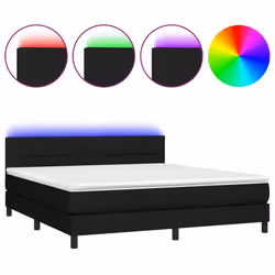vidaXL Letto a Molle con Materasso e LED Nero 180x200cm in Tessuto - Vista aggiuntiva 2