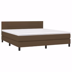 vidaXL Letto a Molle Materasso e LED MarroneScuro 180x200cm in Tessuto - Vista aggiuntiva 3