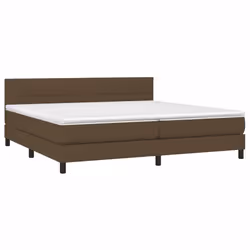 vidaXL Letto a Molle Materasso e LED MarroneScuro 200x200cm in Tessuto - Vista aggiuntiva 3
