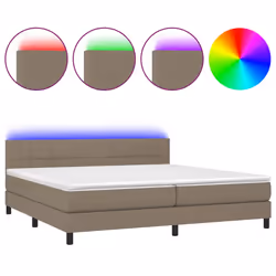 vidaXL Letto a Molle Materasso e LED tortora 200x200cm in Tessuto - Vista aggiuntiva 2