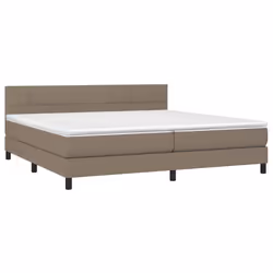 vidaXL Letto a Molle Materasso e LED tortora 200x200cm in Tessuto - Vista aggiuntiva 3