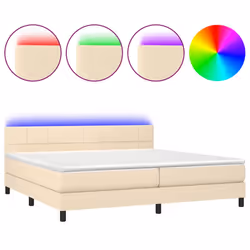 vidaXL Letto a Molle Materasso e LED bianco 200x200cm in Tessuto - Vista aggiuntiva 2