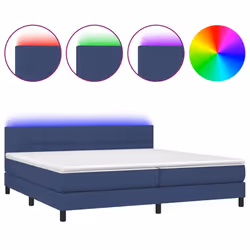 vidaXL Letto a Molle Materasso e LED Blu 200x200cm in Tessuto - Vista aggiuntiva 2