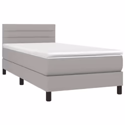vidaXL Letto a Molle Materasso e LED Grigio Chiaro 80x200 cm Tessuto - Vista aggiuntiva 3