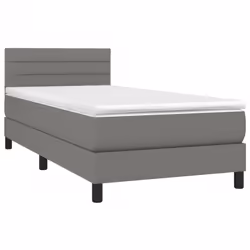 vidaXL Letto a Molle Materasso e LED Grigio Scuro 80x200 cm in Tessuto - Vista aggiuntiva 3