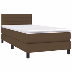 vidaXL Letto a Molle Materasso e LED Marrone Scuro 80x200cm in Tessuto - Vista aggiuntiva 3
