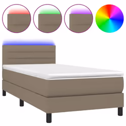 vidaXL Letto a Molle con Materasso e LED Tortora 80x200 cm in Tessuto - Vista aggiuntiva 2