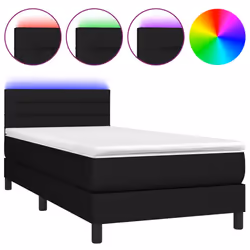 Letto a Molle con Materasso e LED Nero 90x190 cm in Tessutocod mxl 122713 - Vista aggiuntiva 2