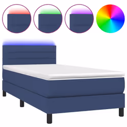 vidaXL Letto a Molle con Materasso e LED Blu 90x190 cm in Tessuto - Vista aggiuntiva 2