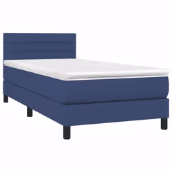 vidaXL Letto a Molle con Materasso e LED Blu 90x190 cm in Tessuto - Vista aggiuntiva 3