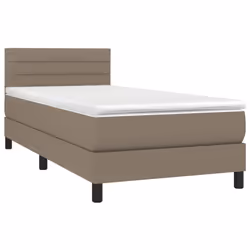 vidaXL Letto a Molle con Materasso e LED Tortora 90x200 cm in Tessuto - Vista aggiuntiva 3