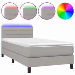 Letto a Molle Materasso e LED Grigio Chiaro 100x200 cm Tessutocod mxl 98792 - Vista aggiuntiva 2