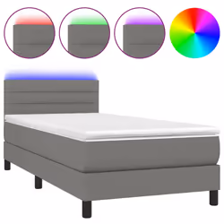 Letto a Molle Materasso e LED Grigio Scuro 100x200cm in Tessutocod mxl 122710 - Vista aggiuntiva 2