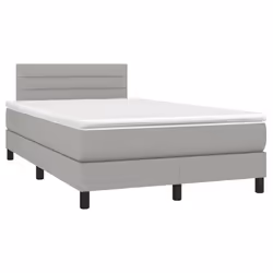 vidaXL Letto a Molle Materasso e LED Grigio Chiaro 120x200 cm Tessuto - Vista aggiuntiva 3