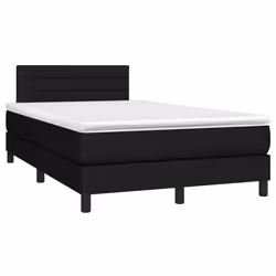 vidaXL Letto a Molle con Materasso e LED Nero 120x200cm in Tessuto - Vista aggiuntiva 3
