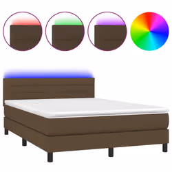 Letto a Molle Materasso e LED MarroneScuro 140x190cm in Tessutocod mxl 98790 - Vista aggiuntiva 2