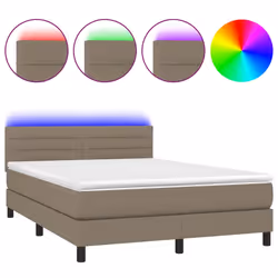 Letto a Molle con Materasso e LED Tortora 140x190 cm in Tessutocod mxl 74792 - Vista aggiuntiva 2