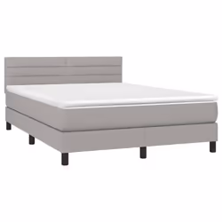 vidaXL Letto a Molle Materasso e LED Grigio Chiaro 140x200 cm Tessuto - Vista aggiuntiva 3