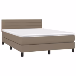 vidaXL Letto a Molle con Materasso e LED Tortora 140x200 cm in Tessuto - Vista aggiuntiva 3
