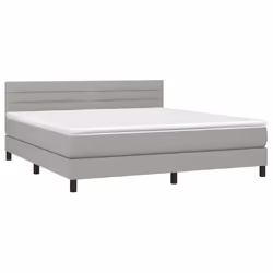 vidaXL Letto a Molle Materasso e LED Grigio Chiaro 160x200 cm Tessuto - Vista aggiuntiva 3