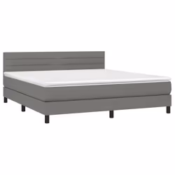 vidaXL Letto a Molle Materasso e LED Grigio Scuro 160x200cm in Tessuto - Vista aggiuntiva 3