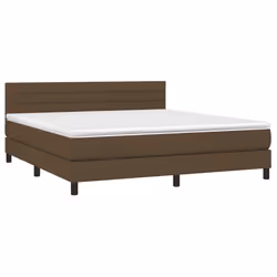 vidaXL Letto a Molle Materasso e LED Marrone Scuro 160x200 cm Tessuto - Vista aggiuntiva 3