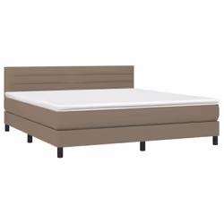 Letto a Molle con Materasso e LED Tortora 160x200 cm in Tessutocod mxl 122716 - Vista aggiuntiva 3