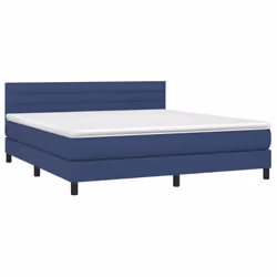 vidaXL Letto a Molle con Materasso e LED Blu 160x200 cm in Tessuto - Vista aggiuntiva 3