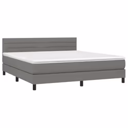 vidaXL Letto a Molle Materasso e LED Grigio Scuro 180x200cm in Tessuto - Vista aggiuntiva 3