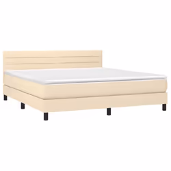 vidaXL Letto a Molle con Materasso e LED Crema 180x200 cm in Tessuto - Vista aggiuntiva 3