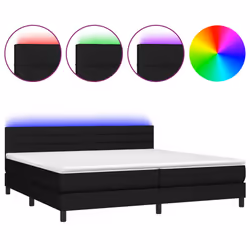 vidaXL Letto a Molle Materasso e LED Nero 200x200cm in Tessuto - Vista aggiuntiva 2