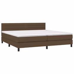 vidaXL Letto a Molle Materasso e LED MarroneScuro 200x200cm in Tessuto - Vista aggiuntiva 3