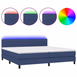 vidaXL Letto a Molle Materasso e LED Blu 200x200cm in Tessuto - Vista aggiuntiva 2
