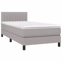 vidaXL Letto a Molle Materasso e LED Grigio Chiaro 80x200 cm Tessuto - Vista aggiuntiva 3