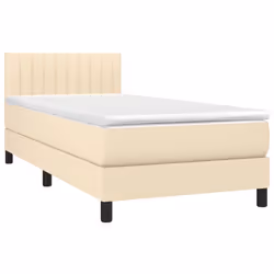 vidaXL Letto a Molle con Materasso e LED Crema 80x200 cm in Tessuto - Vista aggiuntiva 3