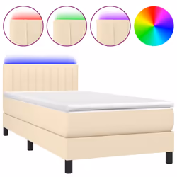 Letto a Molle con Materasso e LED Crema 90x190 cm in Tessutocod mxl 122717 - Vista aggiuntiva 2