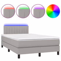 vidaXL Letto a Molle Materasso e LED Grigio Chiaro 120x200 cm Tessuto - Vista aggiuntiva 2