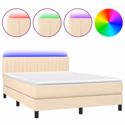 Letto a Molle con Materasso e LED Crema 140x190 cm in Tessutocod mxl 98795 - Vista aggiuntiva 2