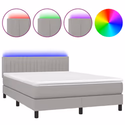 vidaXL Letto a Molle Materasso e LED Grigio Chiaro 140x200 cm Tessuto - Vista aggiuntiva 2