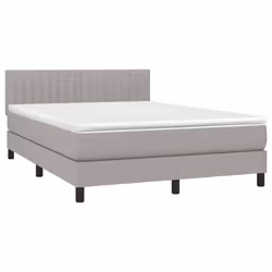 vidaXL Letto a Molle Materasso e LED Grigio Chiaro 140x200 cm Tessuto - Vista aggiuntiva 3