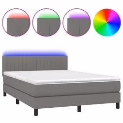 vidaXL Letto a Molle Materasso e LED Grigio Scuro 140x200cm in Tessuto - Vista aggiuntiva 2
