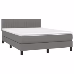 vidaXL Letto a Molle Materasso e LED Grigio Scuro 140x200cm in Tessuto - Vista aggiuntiva 3
